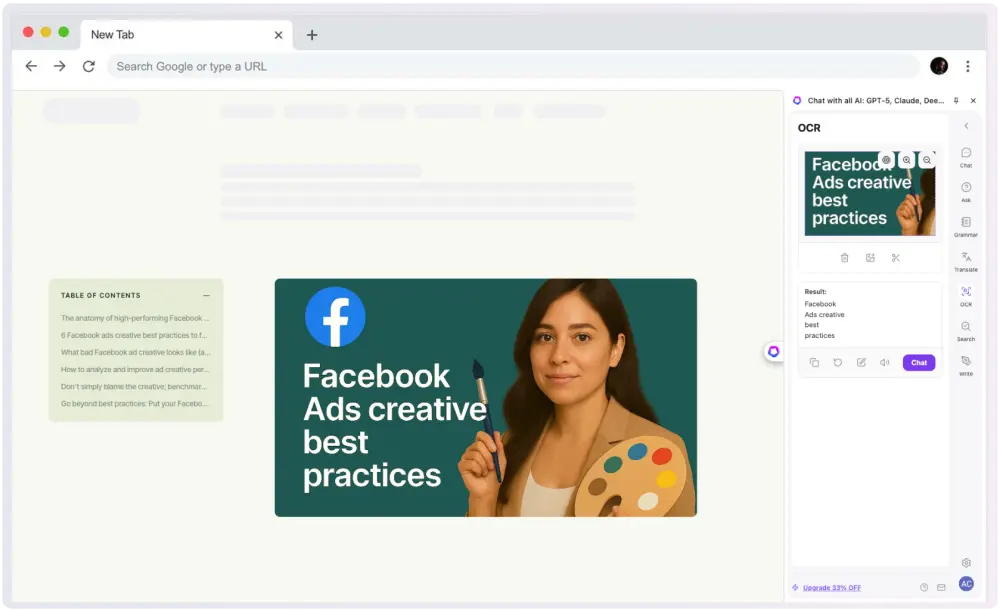 Extract text from images and screenshots with GPT Sidebar OCR