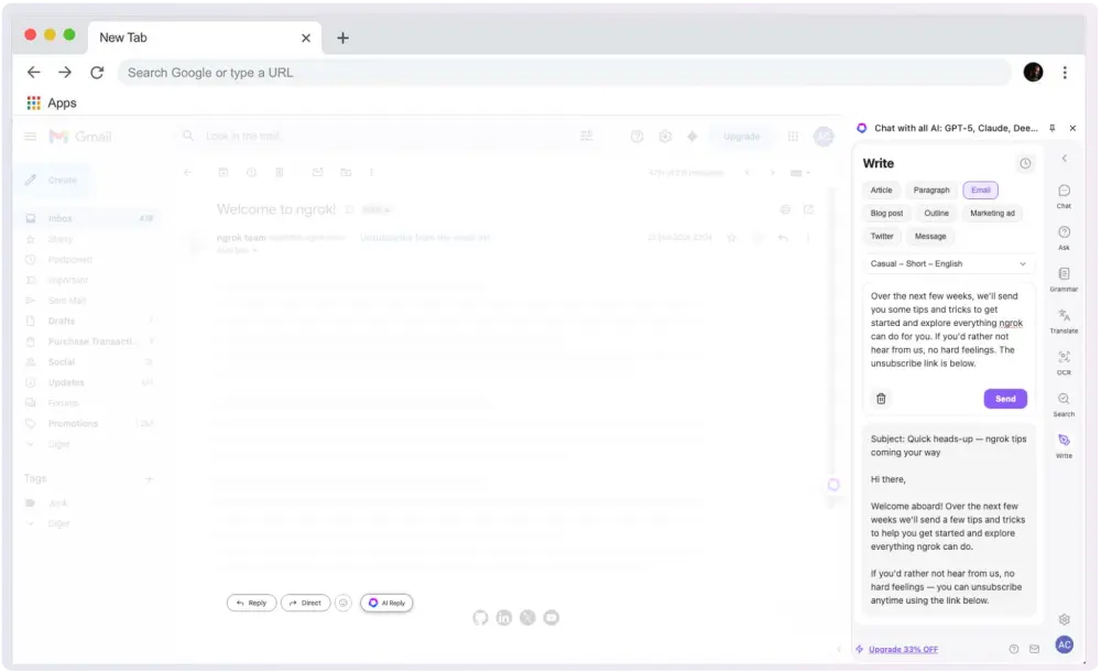 Use GPT Sidebar as a Chat GPT writing assistant in the browser